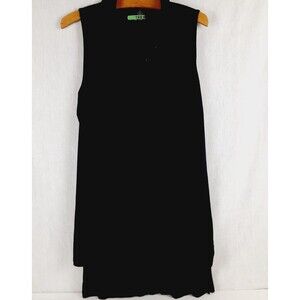 International Concepts INC Womens Sheer Black Sleeveless Button Down Large Top